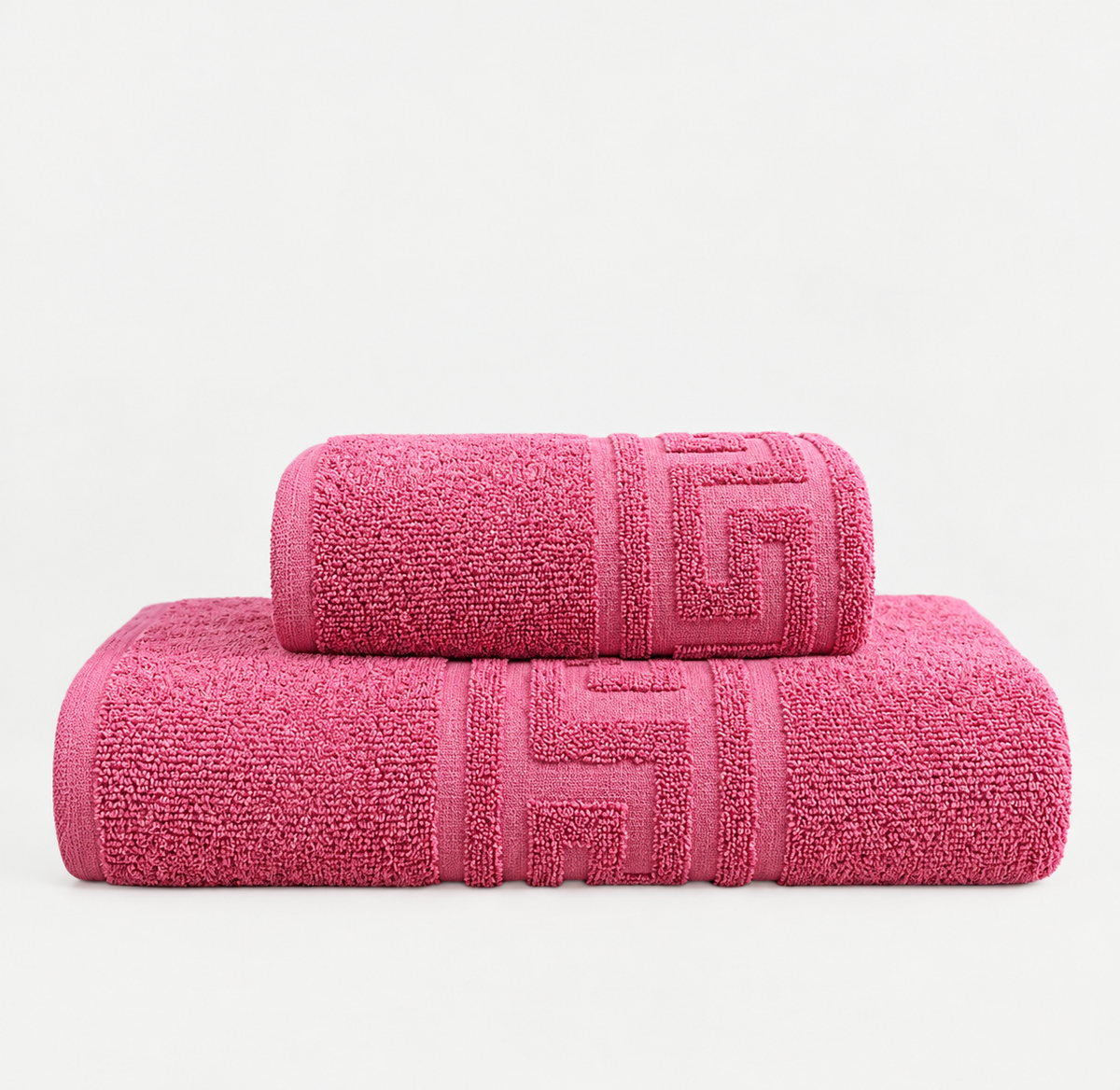2 pieces Pink greek Export Bath towel set Bath towel (28X58 inches) and Hand towel (24x40 inches)