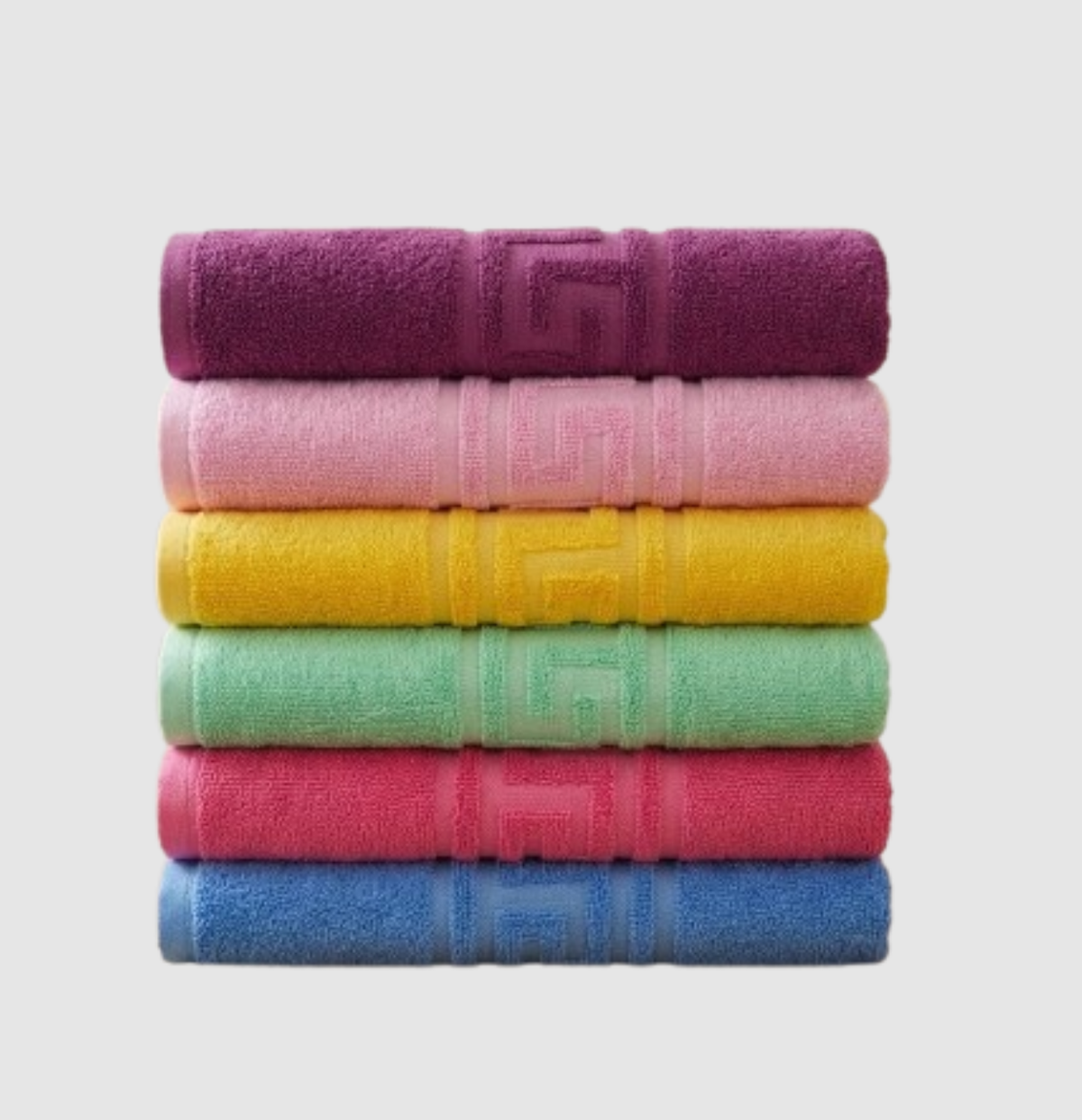 6pcs Greek border Export quality Bath towels (size 28x58 inches )