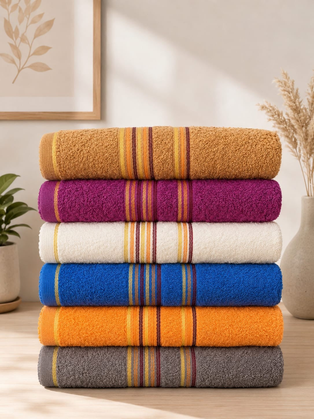 6pcs linen Export quality Bath towels (size 27x54 inches )