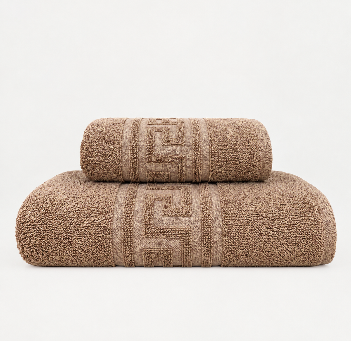 2 pieces Beige greek Export Bath towel set Bath towel (28X58 inches) and Hand towel (24x40 inches)